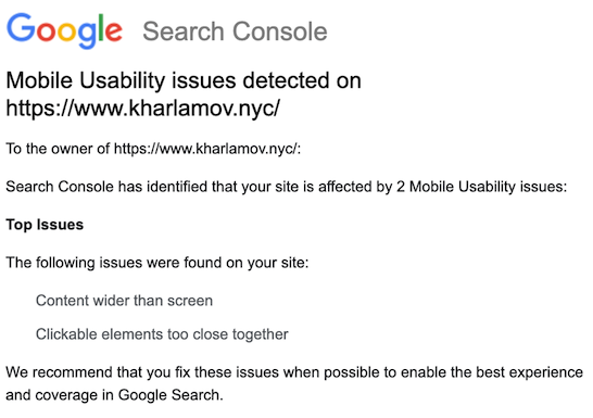 Mobile usability issues